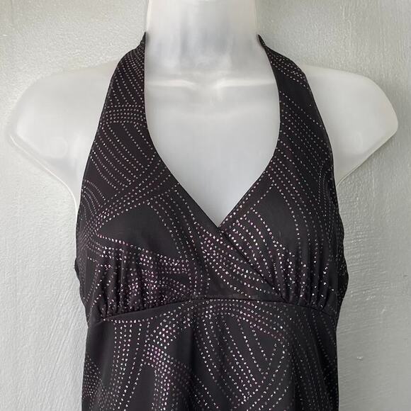 A Byer Size Medium Sleeveless Black Glitter Babydoll Halter Dress Whimsigoth Y2K - Picture 3 of 11